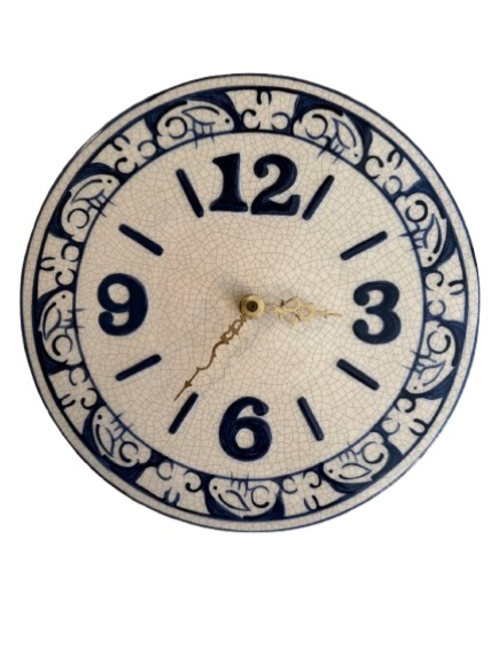 Vintage 1999 Potting Shed Dedham Rabbit Wall Clock Blue & White Cottagecore